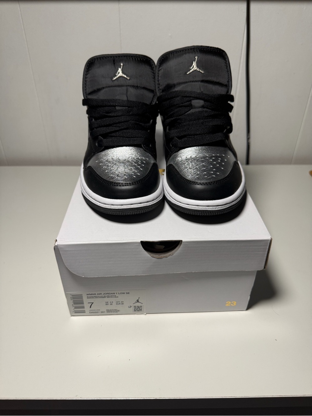 Nike Air Jordan 1 Low - Black & Metallic Silver - Picture 2 of 6